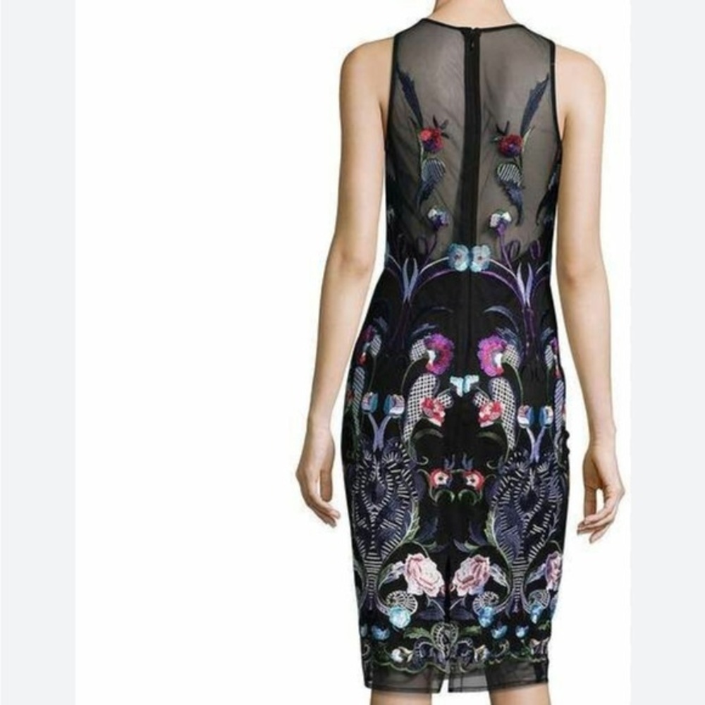 REVOLVE Black and Multicolor Embroidered Midi Dress